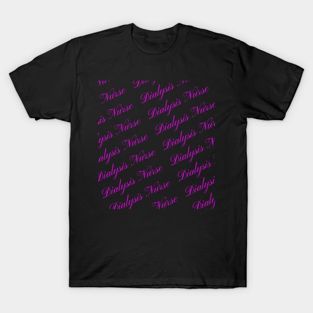 Dialysis Nurse Pink Letter Repeating Pattern T-Shirt by DesignIndex